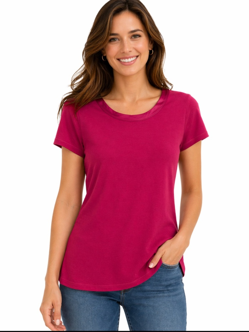 Banana Republic Magenta Berry Stretch Tee Size M